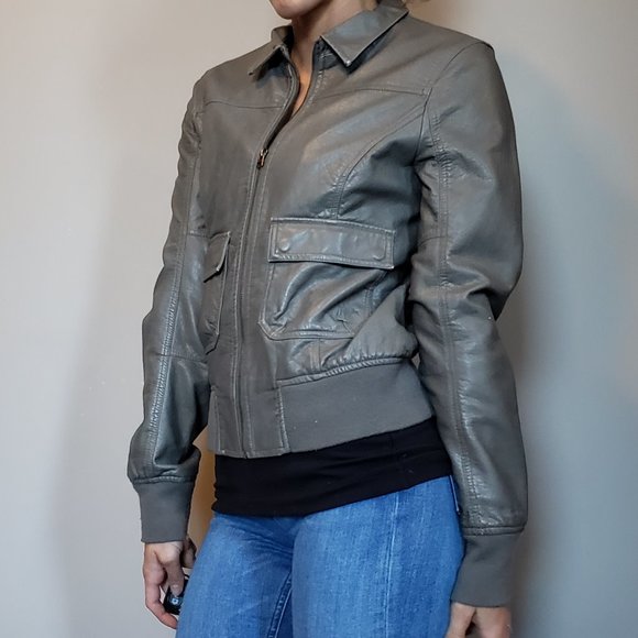 Nixon Gray Faux Leather Jacket Small - Picture 6 of 7